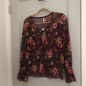 NWT sheer embroidered Anthropologie blouse